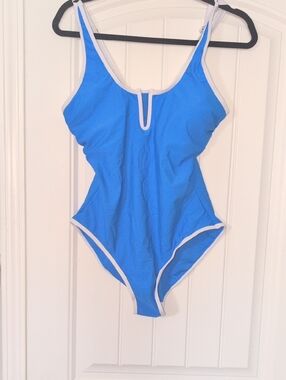 Unk Blue One-Piece Swimsuit with White Trim